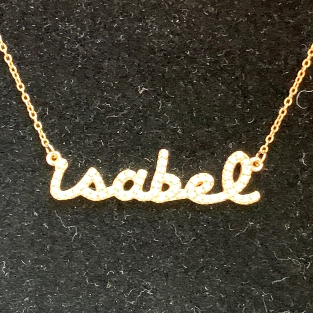 14k gold name necklace with diamonds - Picture 2 of 8